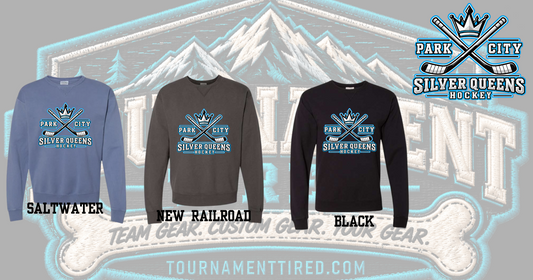 Silver Queens Crossed sticks crewneck colors and design