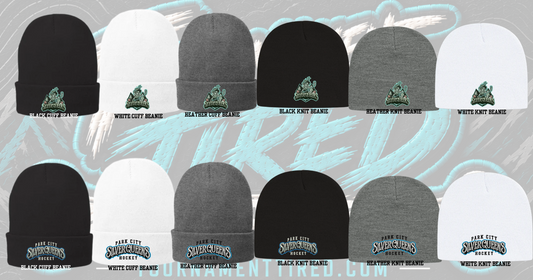 Silver Queens beanies with mascot and wordmark