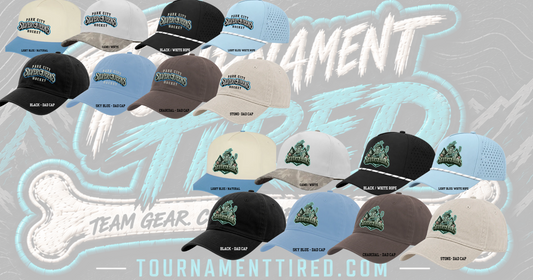 Silver Queens hats with wordmark and mascot