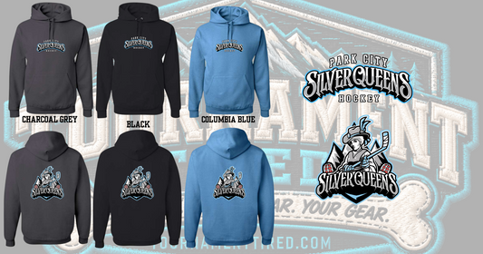 Silver Queens Team Match Hoodie color options front and back